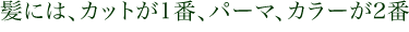 髪には、カットが1番、パーマ、カラーが2番